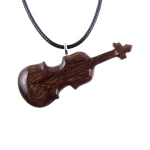 Hand Carved Wooden Violin Pendant Necklace, One of a Kind Violinist Gift for Her Him