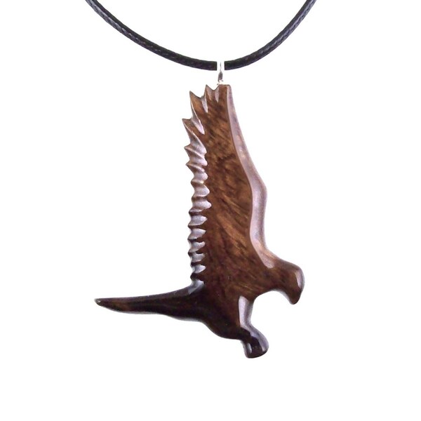 Hand Carved Hawk Pendant, Wooden Falcon Necklace, Wood Bird Necklace, Totem Jewelry for Men or Women, One of a Kind Gift for Him Her