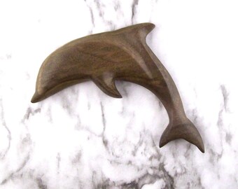 Hand-Carved Dolphin Wooden Magnet, Nautical Fridge Decor, Kitchen Accessory in Poplar Wood