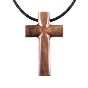 Wooden Cross Necklace, Hand Carved Cross Pendant, Mens Christian Wood Jewelry, One of a Kind Gift for Him