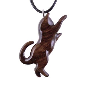 Cat Necklace, Hand Carved Wooden Kitten Pendant, Wood Animal Necklace, Handmade Cat Jewelry, One of a Kind Gift