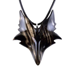 Celtic Fox Necklace, Hand Carved Wooden Fox Pendant for Men or Women, Totem Spirit Animal Gift for Him or Her, Wood Jewelry
