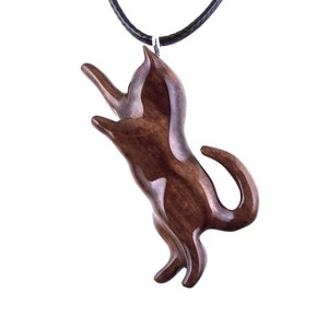 Kitten Necklace, Hand Carved Wooden Cat Pendant, Pet Animal Necklace, Handmade Wood Jewelry, One of a Kind Gift