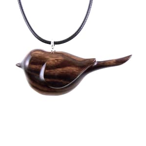 Chickadee Necklace, Hand Carved Wooden Bird Pendant, Wood Bird Jewelry, One of a Kind Gift for Her