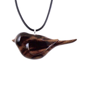 Chickadee Necklace, Hand Carved Wooden Bird Pendant, Wood Bird Jewelry, One of a Kind Gift for Her