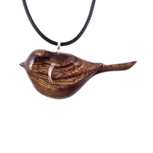 Chickadee Necklace, Hand Carved Wooden Bird Pendant, Wood Bird Jewelry, One of a Kind Gift for Her