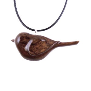 Chickadee Necklace, Hand Carved Wooden Bird Pendant, Wood Bird Jewelry, One of a Kind Gift for Her