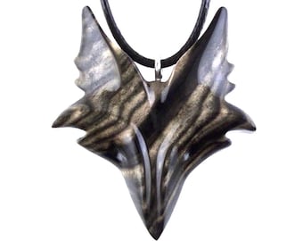 Celtic Fox Necklace, Hand Carved Wooden Fox Pendant for Men or Women, Totem Spirit Animal Gift for Him or Her, Wood Jewelry