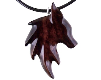 Hand Carved Fox Necklace, Wooden Fox Pendant, Men Women Woodland Jewelry, Totem Spirit Animal