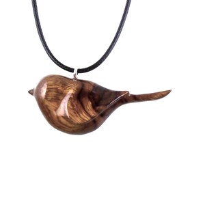 Chickadee Necklace, Hand Carved Wooden Bird Pendant, Wood Bird Jewelry, One of a Kind Gift for Her