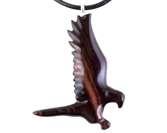 Hawk Necklace, Wooden Falcon Pendant, Hand Carved Bird Necklace, Totem Amulet, Wood Jewelry, One of a Kind Handmade Gift