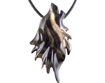 Wolf Necklace, Hand Carved Wooden Wolf Pendant for Men or Women, Spirit Animal Totem Woodland Jewelry