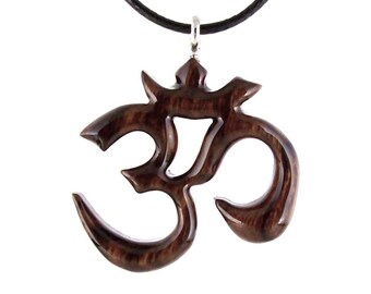 wooden om necklace