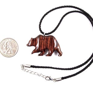 Bear Necklace, Bear Pendant, Grizzly Bear Pendant, Mens Grizzly Bear Necklace, Mens Wood Necklace, Spirit Animal Bear, Totem Bear Jewelry image 2