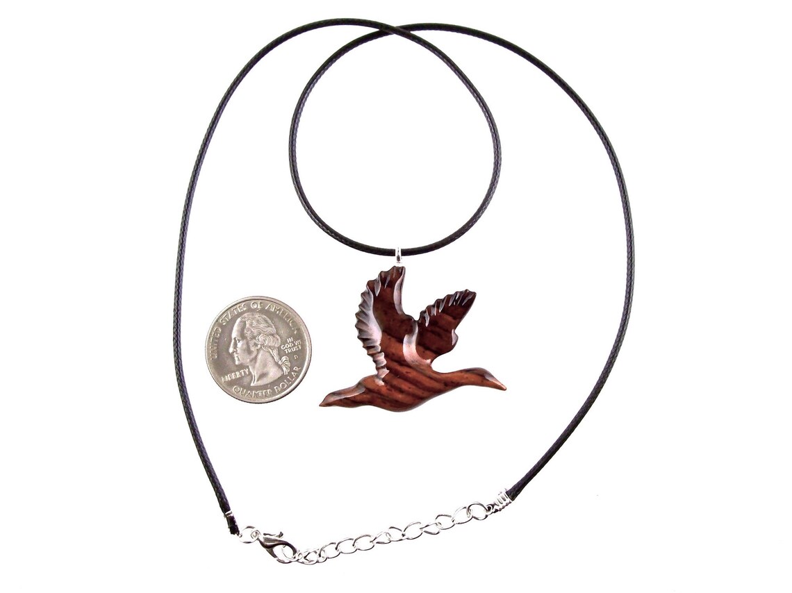 Duck Necklace Wooden Duck Pendant Hand Carved Mallard Etsy