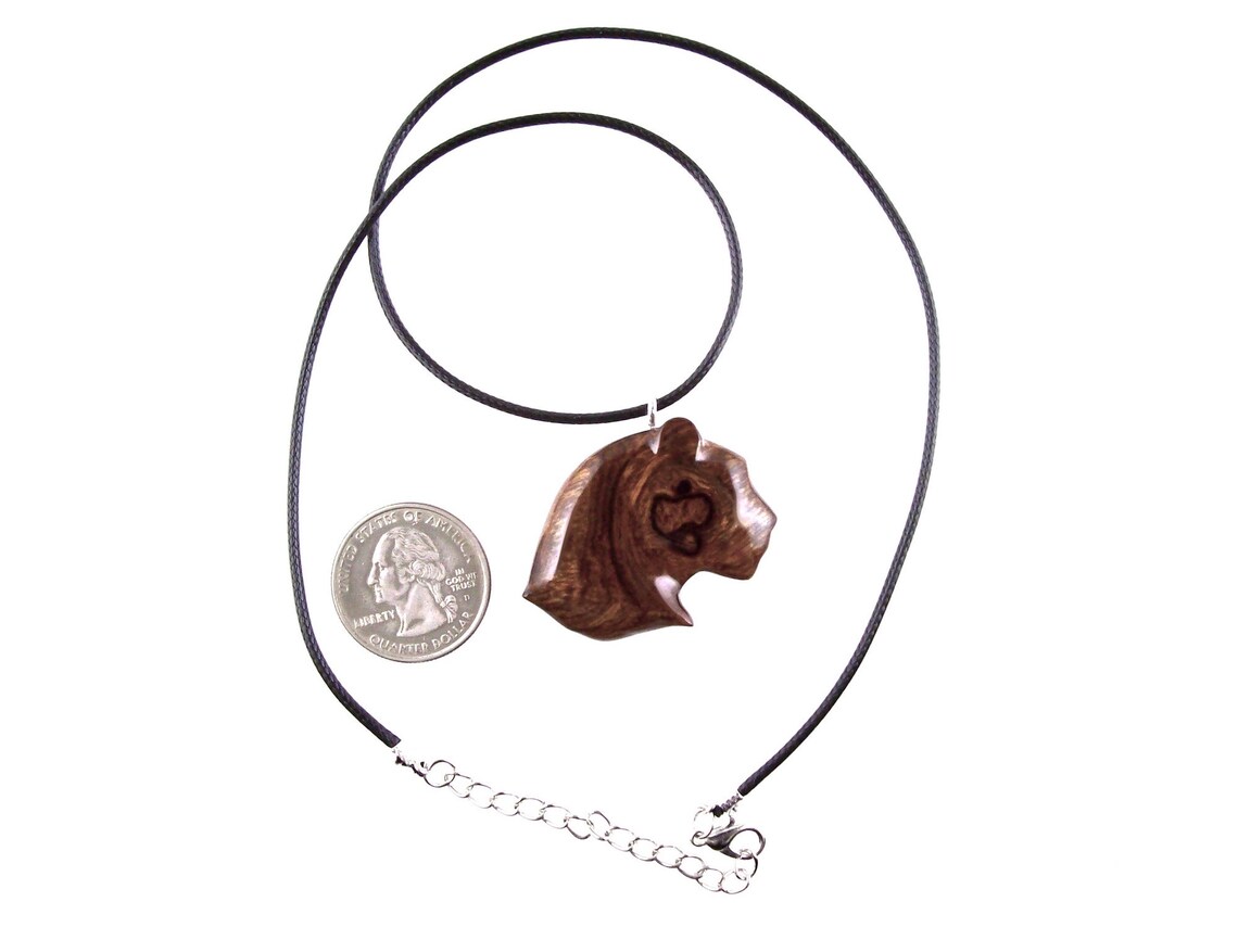 Jaguar Head Pendant Hand Carved Panther Necklace Wooden Etsy