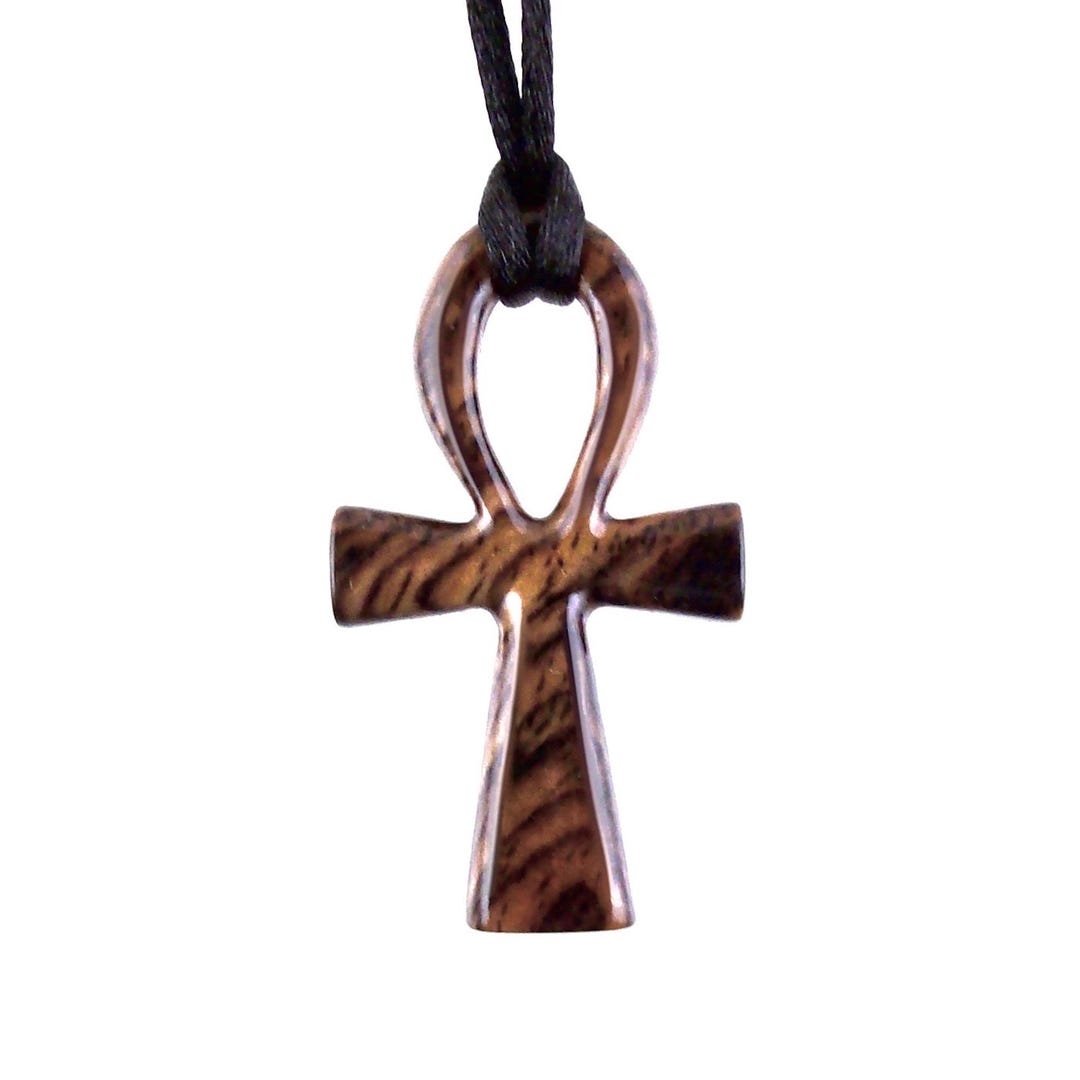 Wooden Ankh Pendant, Hand Carved Egyptian Ankh Cross Necklace for Men ...