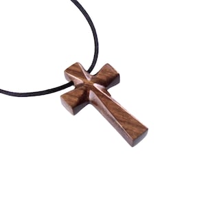 Hand Carved Wooden Cross Necklace, Handmade Wooden Cross Pendant ...