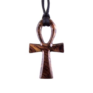 Wooden Ankh Pendant, Hand Carved Egyptian Ankh Cross Necklace for Men ...