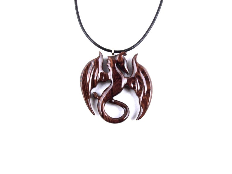 Fantasy Jewelry Wood Dragon Jewelry Gift for Her Him Carved Wooden Dragon Pendant Dragon Necklace for Men or Women