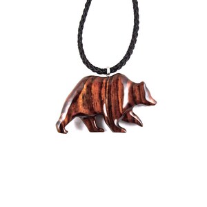 Bear Necklace, Bear Pendant, Grizzly Bear Pendant, Mens Grizzly Bear Necklace, Mens Wood Necklace, Spirit Animal Bear, Totem Bear Jewelry image 5