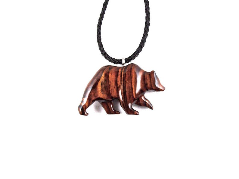 Bear Necklace, Bear Pendant, Grizzly Bear Pendant, Mens Grizzly Bear Necklace, Mens Wood Necklace, Spirit Animal Bear, Totem Bear Jewelry image 5