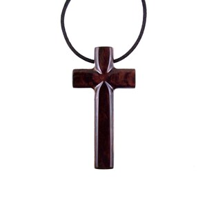 Large Wood Cross Necklace, Hand Carved Wooden Cross Pendant, Mens ...