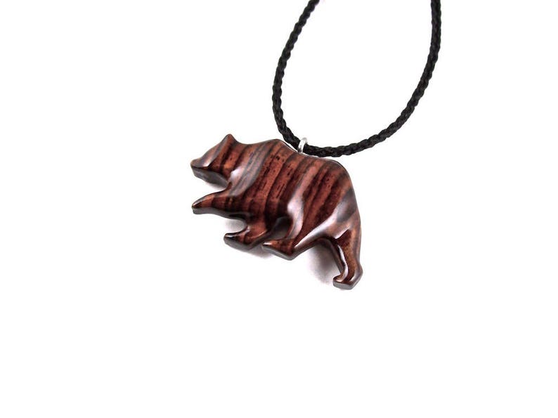 Bear Necklace, Bear Pendant, Grizzly Bear Pendant, Mens Grizzly Bear Necklace, Mens Wood Necklace, Spirit Animal Bear, Totem Bear Jewelry image 4