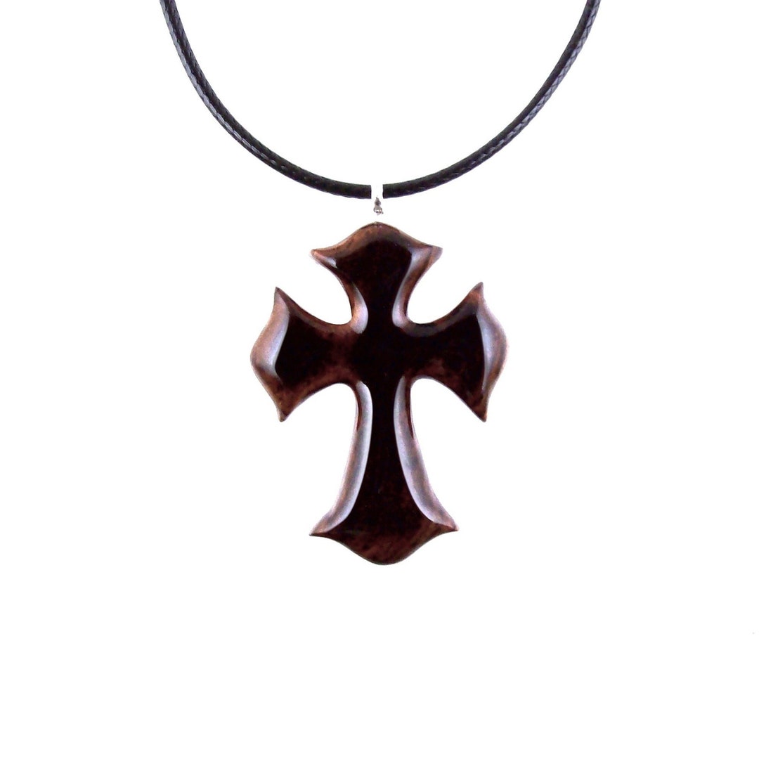 Wooden Cross Necklace, Wood Cross Pendant, Hand Carved Mens Christian ...