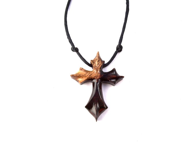 Wooden Cross Necklace Wood Cross Pendant Christian Jewelry Etsy