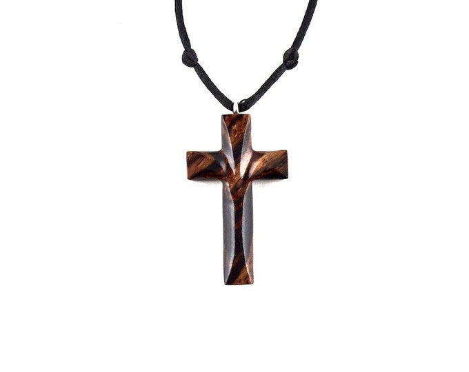 Wooden Cross Necklace Wooden Cross Pendant Mens Cross Etsy