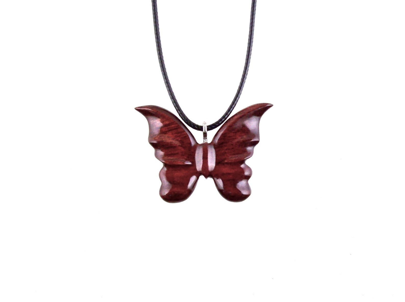 Hand Carved Butterfly Necklace Wooden Butterfly Pendant Etsy