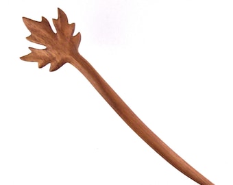 Hand Carved Wooden Maple Leaf Hairpin, Wood Hair Stick Handcrafted in Bloodwood