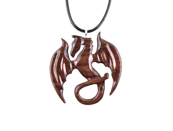 Dragon Pendant Hand Carved Wooden 