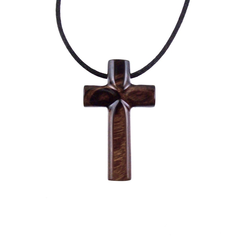 Wood Cross Necklace, Hand Carved Wooden Cross Pendant, Christian Jewelry for Men, One of a Kind Gift for Him image 1