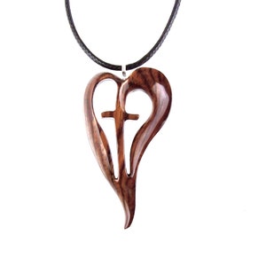 Hand Carved Wood Cross Necklace - Adjustable Black Cord With Coconut Beads, 16-32 Inch - View #9