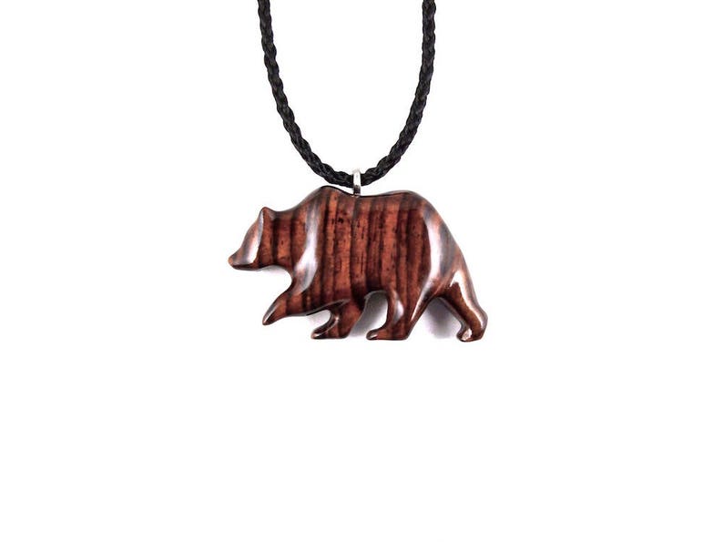 Bear Necklace, Bear Pendant, Grizzly Bear Pendant, Mens Grizzly Bear Necklace, Mens Wood Necklace, Spirit Animal Bear, Totem Bear Jewelry image 1