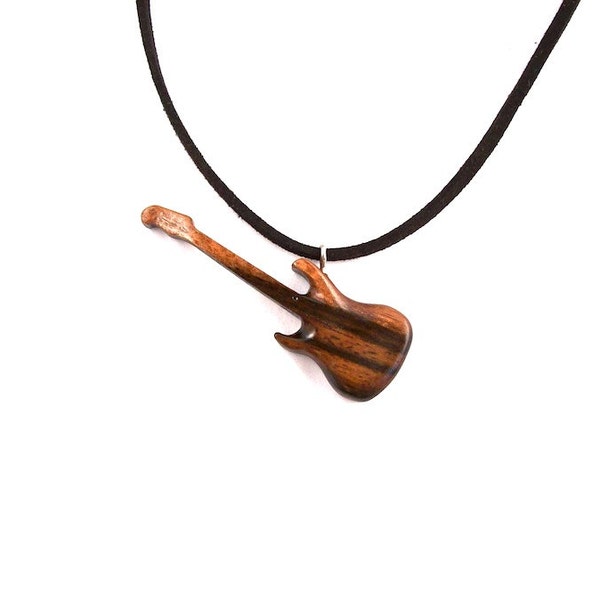 Guitar Necklace, Guitar Pendant, Guitar Jewelry, Wood Jewelry, Wood Carved Pendant, Wood Pendant Necklace, Wooden Jewelry, Wooden Pendant