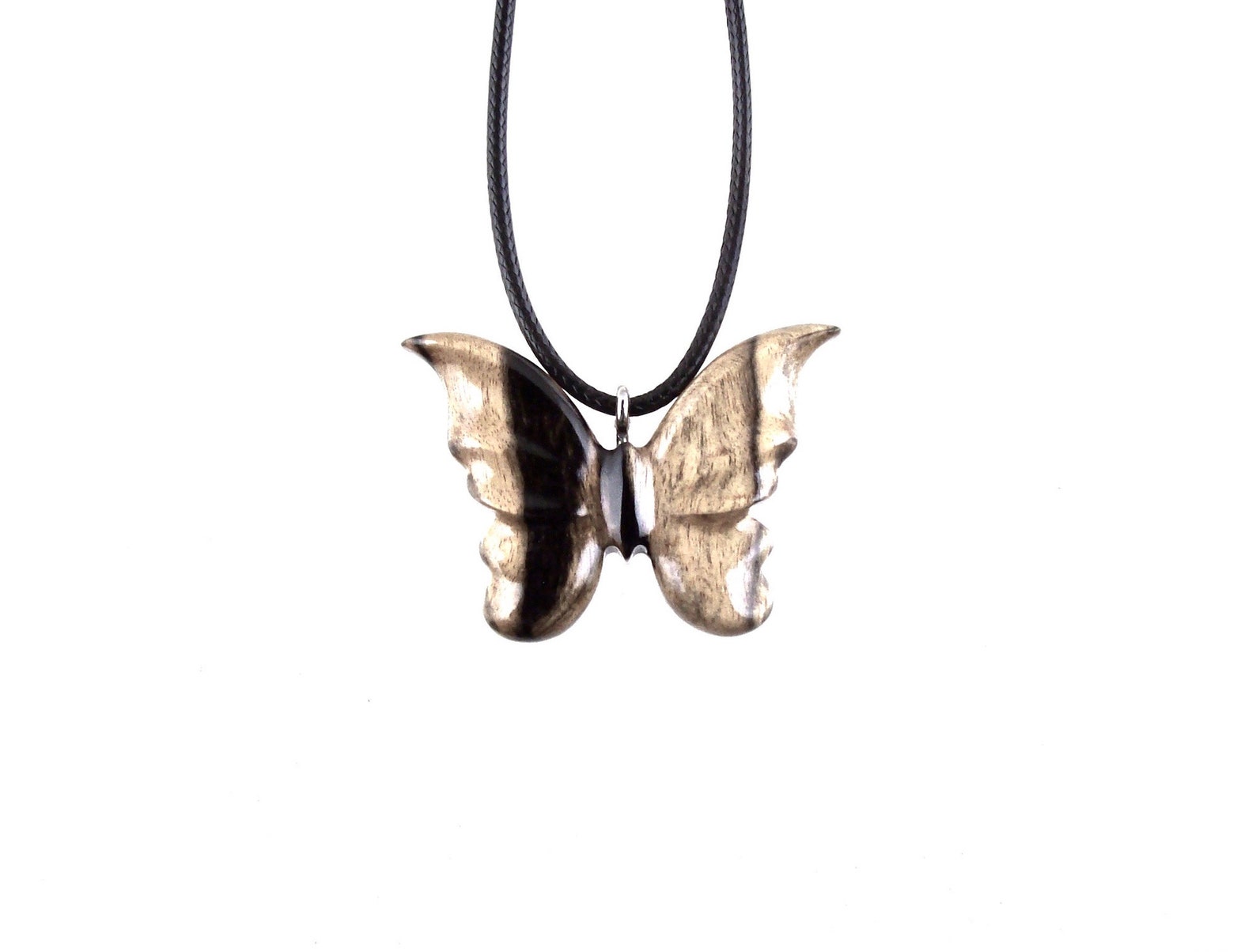 Butterfly Necklace Hand Carved Wooden Butterfly Pendant Etsy