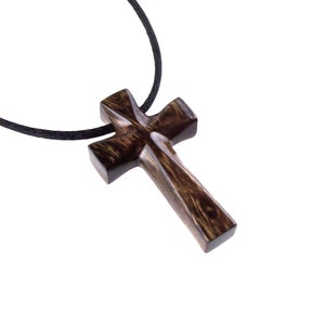 Hand Carved Wooden Cross Pendant Mens Wood Cross Necklace - Etsy