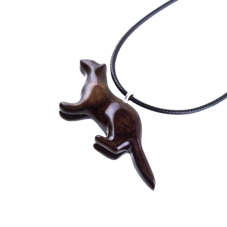 Hand Carved Ferret Necklace, Wooden Mink Pendant, Pet Animal Wood