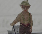 Vintage 1930s Children 39 s Toy Shepherd Boy Barnyard Figurine Compressed Sawdust Pressed Wood Composition Elastolin Lineol Pfeiffer Putz