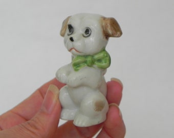 VINTAGE // 1940s dog figurine // I can't resist those sad puppy dog eyes! // Occupied Japan porcelain bulldog sitting up