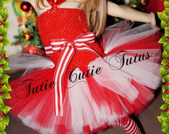 Vestido navideño de tutú de bastón de caramelo