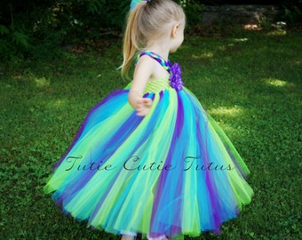 Peacock Inspired Tutu Dress Lime GreenTop NB-4t