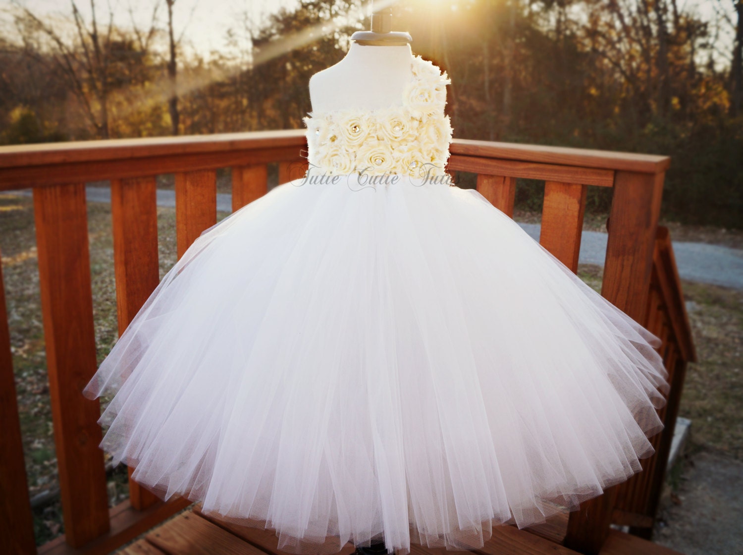 Shabby Chic Flower Girl Tutu Dress in Ivory and White Etsy