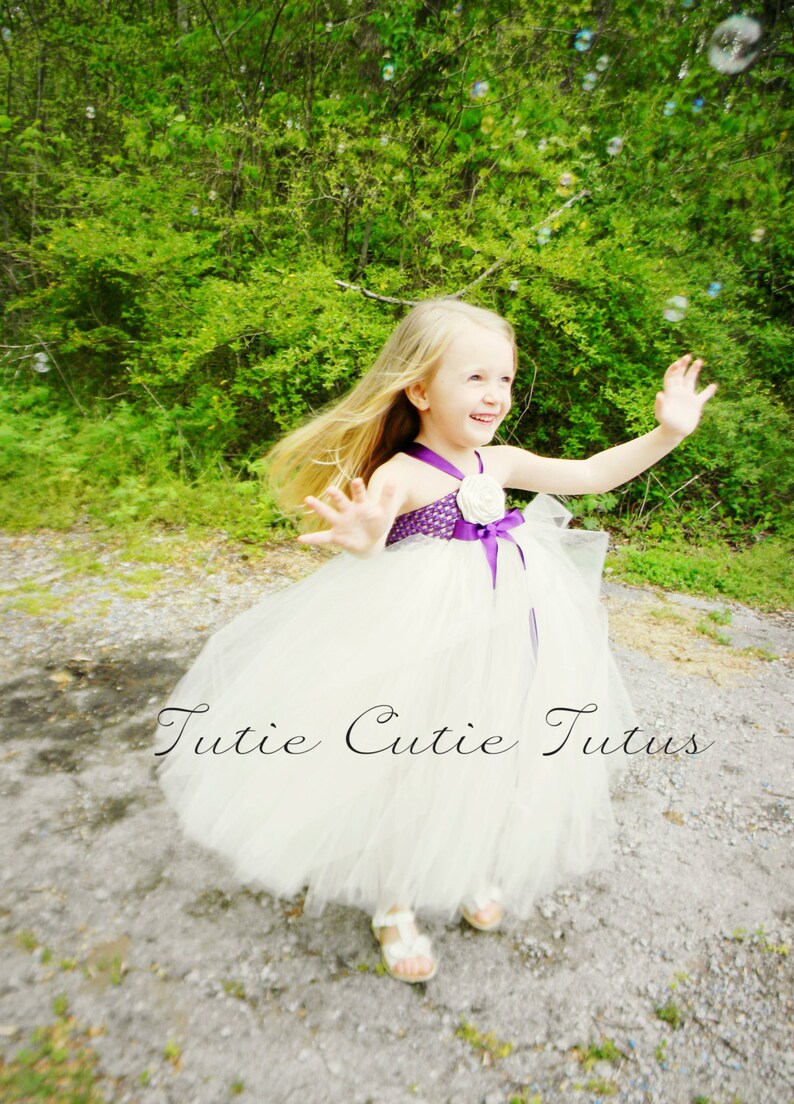 Ivory and Purple Flower Girl Dress NB-8