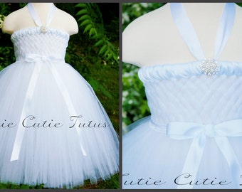 Flower Girl Woven Tutu Dress in White NB-8