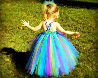 Peacock Inspired Tutu Dress Blue Top Vibrant NB-8