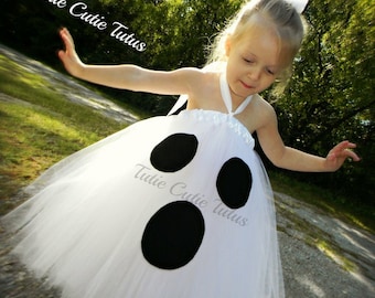 Halloween Ghost Costume Tutu Dress, Ghost Outfit White Ghost